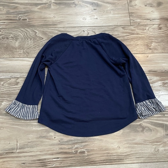 Copper Key navy blue top with ruffle sleeve - Picture 2 of 4